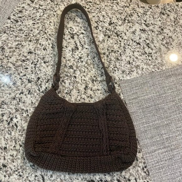 BOHO HANDMADE CROCHET SHOULDER BAG DARK MOCCA COLOR VERSATILE TRENDY GRANNY MADE - Picture 10 of 15